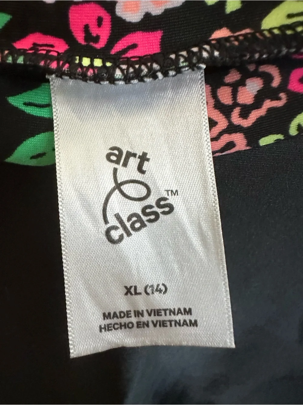 Art Class Girls Rash Guard Black Floral Like New! Size XL 14